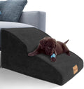 Topmart High Density Extended Foam Dog Ramp&Steps 2 Tiers,11.8" High,Non-Slip Dog Stairs,Soft Foam Pet Ladder with Waterproof Cover,Best for Injured,Older Cats,Pets with Joint Pain