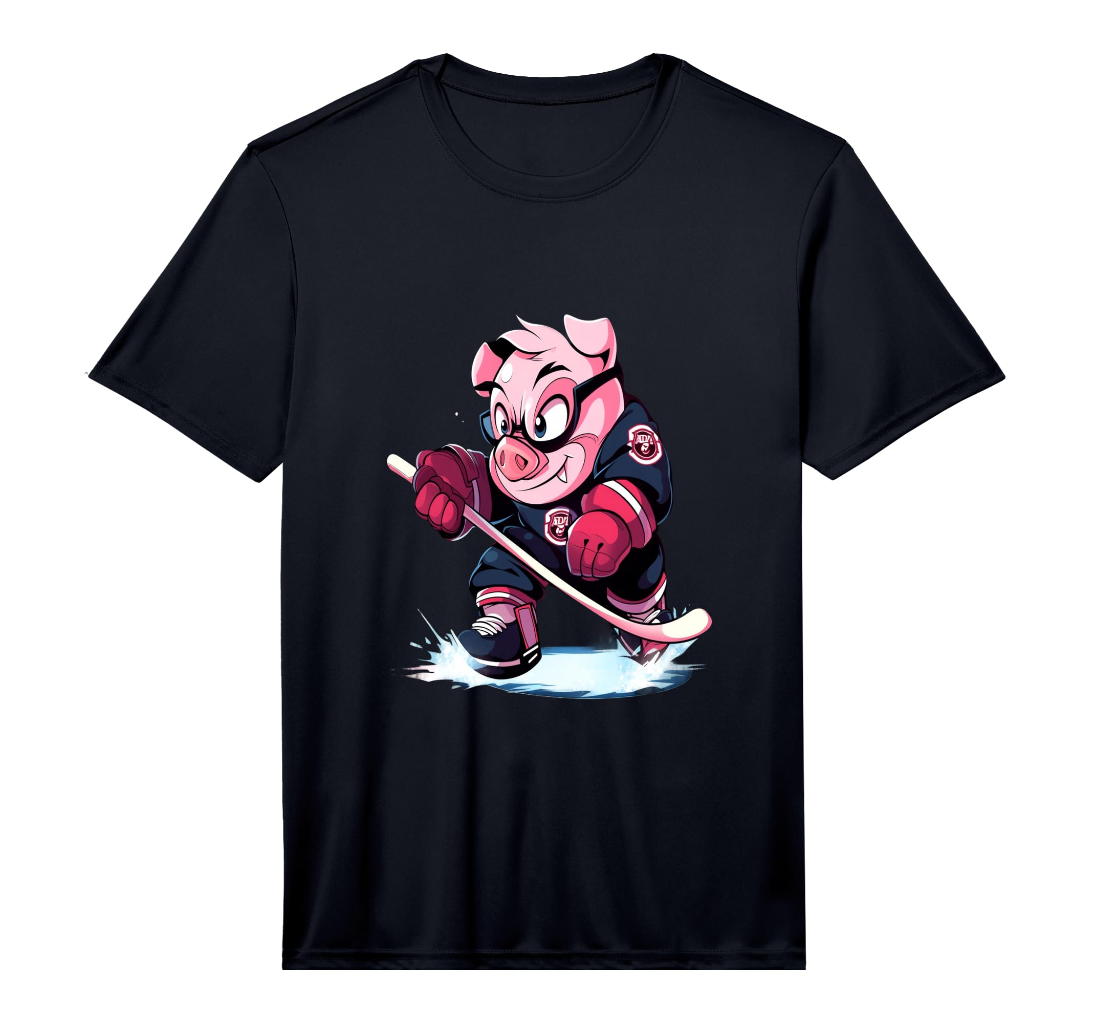 Pig Ice Hockey Player Hockey Stick T-Shirt - Unique Graphic for Adults