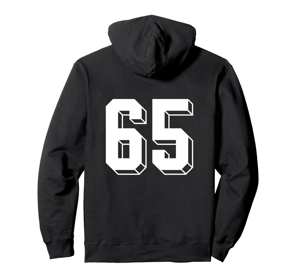Number 65 Backside 80S 90S Team Jersey Hoodie - Novelty Apparel for Adults