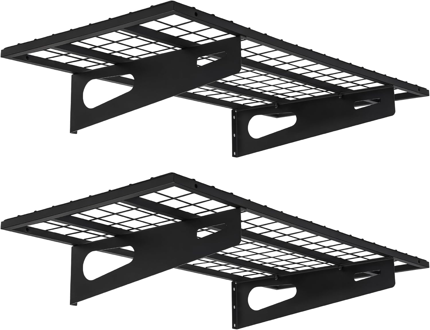 2-Pack 1.5x3FT Garage Shelving 17.7-inch-by-35.8-inch Wall Shelf Garage Storage Rack Wall Mounted Floating Shelves, Black