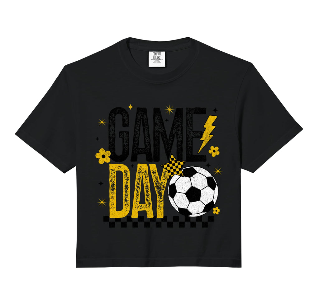 Game Day Soccer Season Black Yellow Hoodie - Fun Novelty Design Men Women