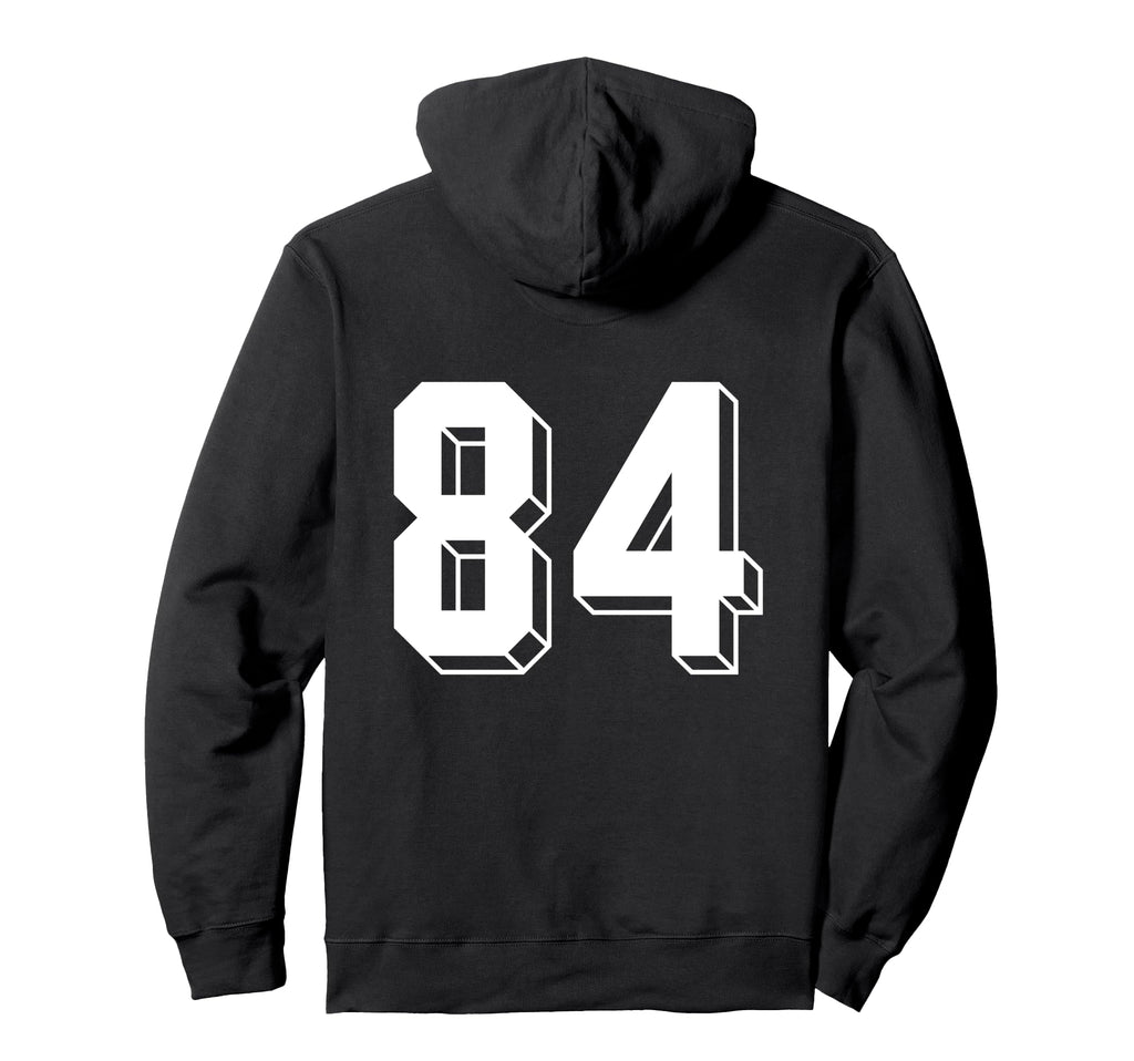 Number 84 Backside 80S 90S Team Hoodie - Casual Everyday Wear for Adults