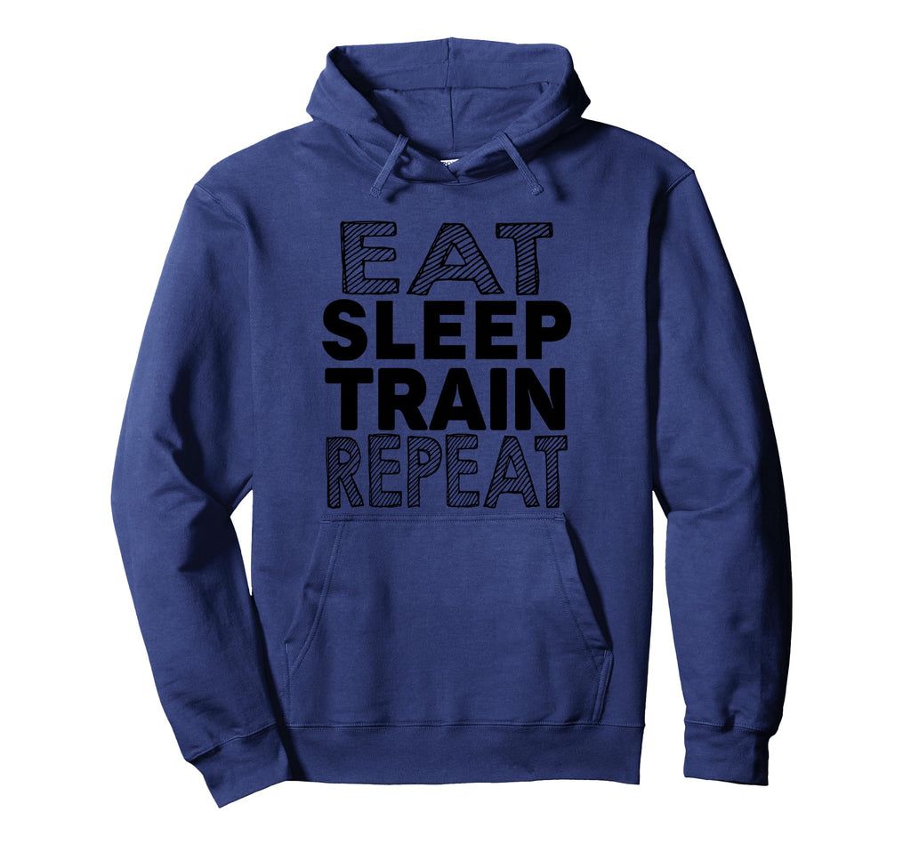 Eat Sleep Train Repeat Funny Gym Workout Hoodie - Minimalist Print Unisex