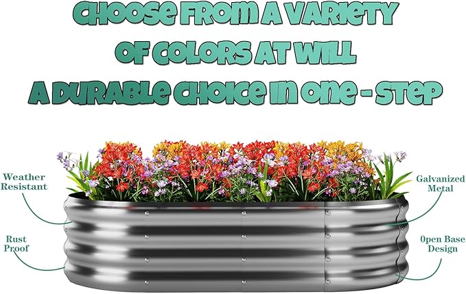 Galvanized Metal Planter Round Raised Garden Bed Kit for Gardening Outdoor Grow Garden Box Raised Flower Bed Round Galvanized Planter Outdoor 2PC 3x3x1ft
