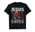 Ice Hockey Goalie Goalkeeper Jesus T-Shirt - Fun Novelty Design for Adults