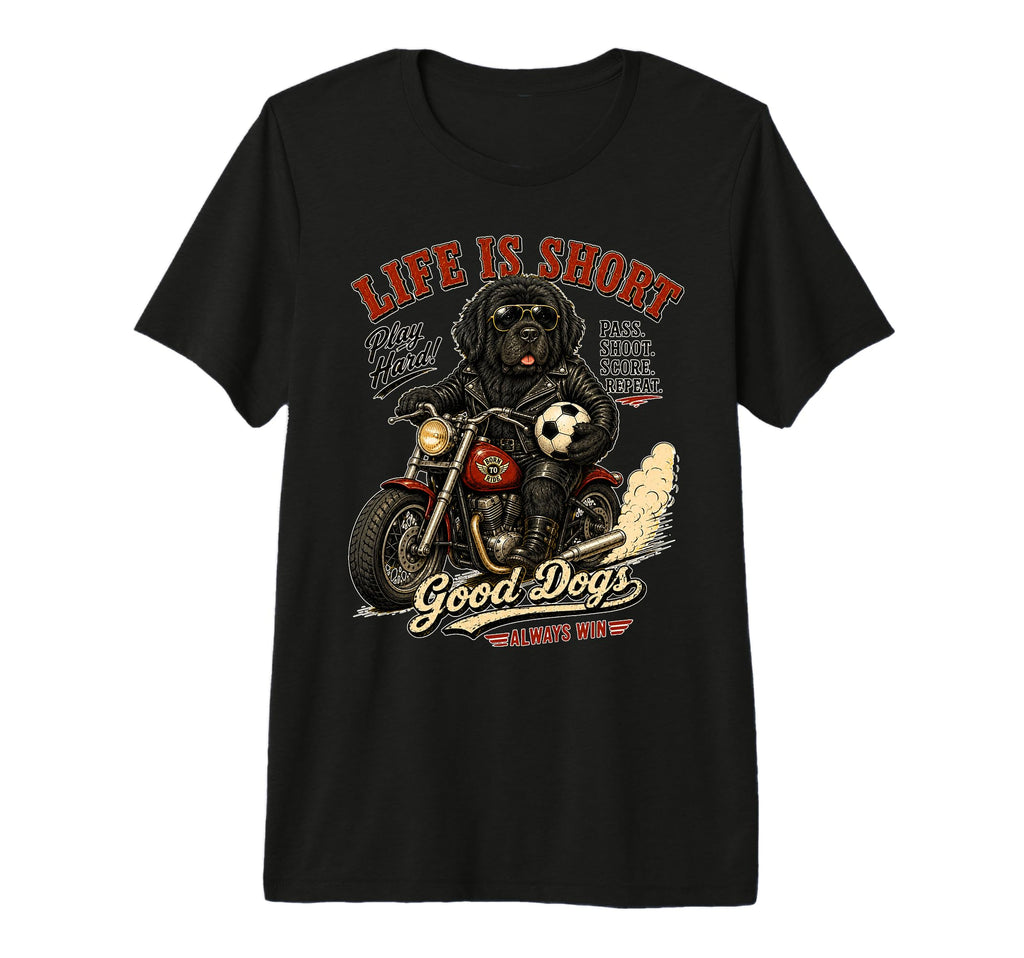 Newfoundland Motorbike Love Footbal T-Shirt - Minimalist Print for Adults