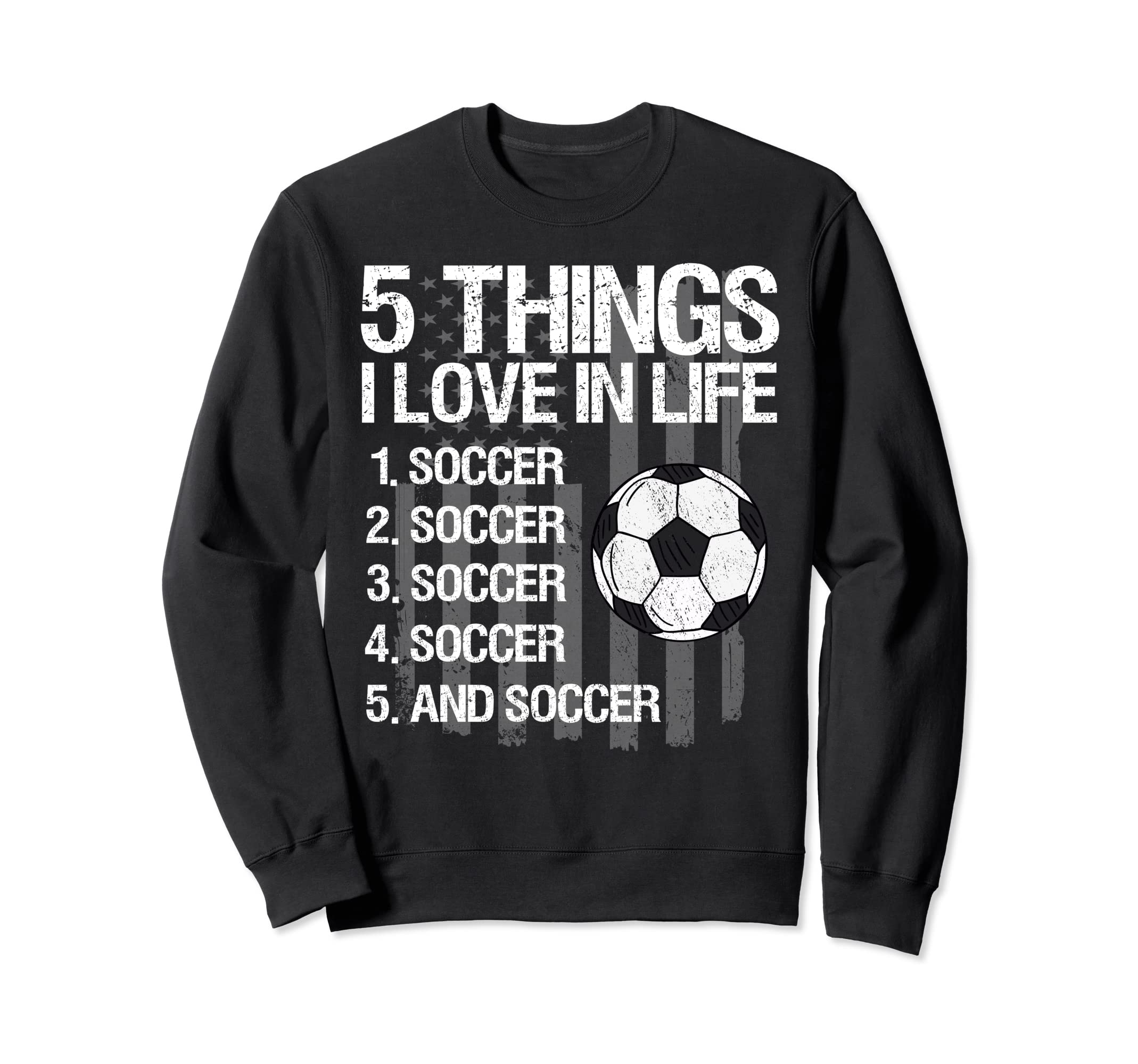 5 Things I Love Life Usa Flag Funny Sweatshirt - Trendy Graphic Unisex