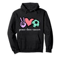 Peace Love Soccer Game Day Soccer Fan Hoodie - Trendy Graphic for Adults