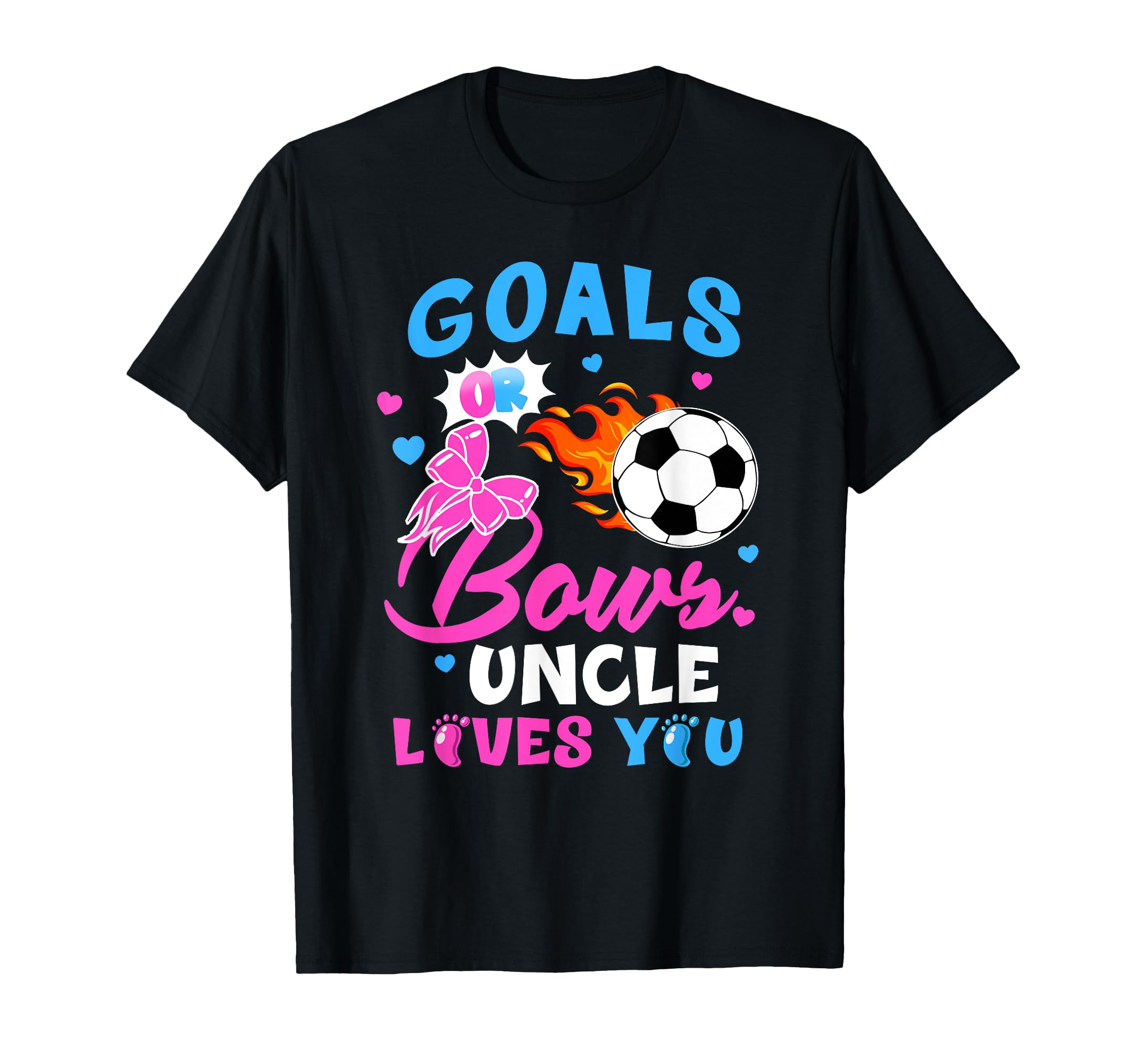 Gender Reveal Goals Or Bows Uncle Loves T-Shirt - Minimalist Print Unisex