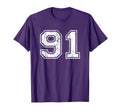Number 91 Distressed Ninety One Sports T-Shirt - Trendy Graphic Unisex