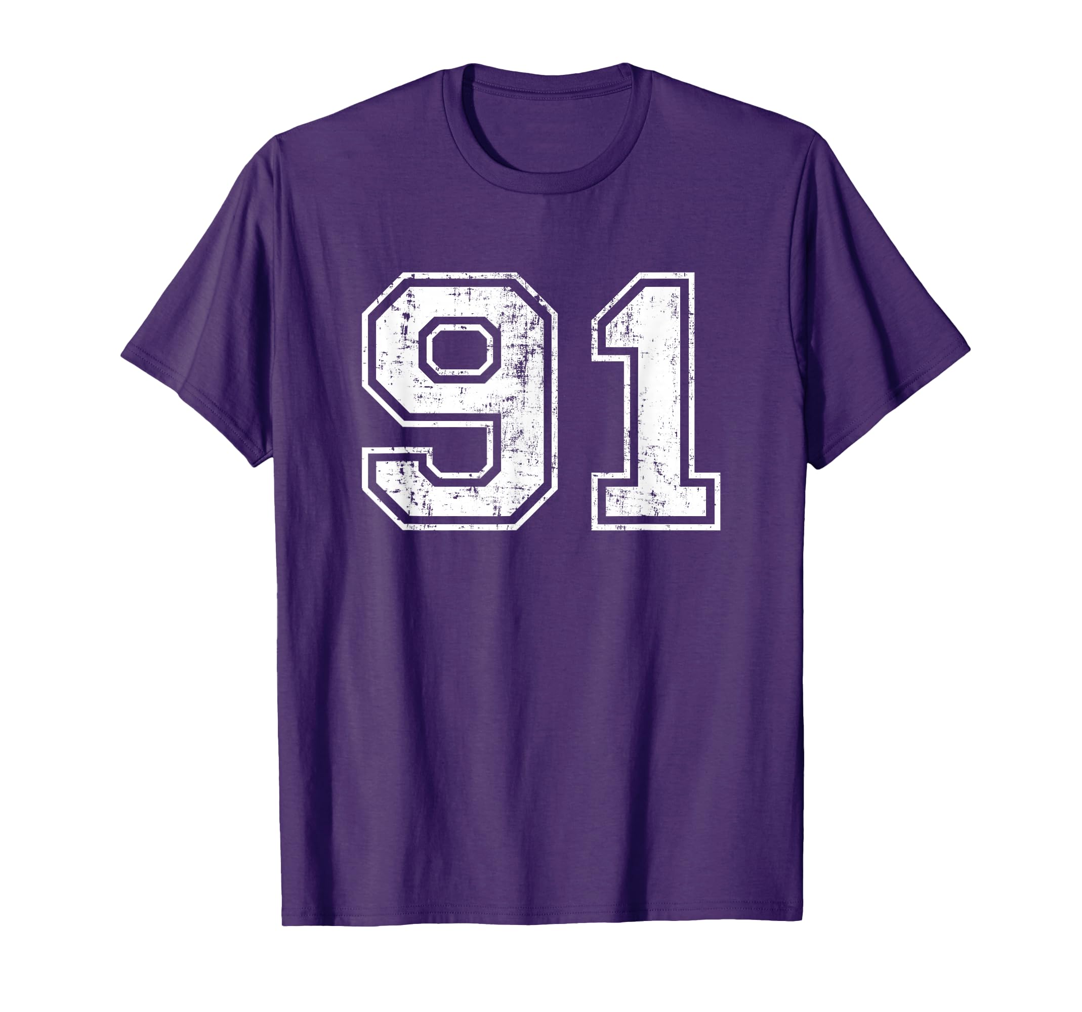 Number 91 Distressed Ninety One Sports T-Shirt - Trendy Graphic Unisex