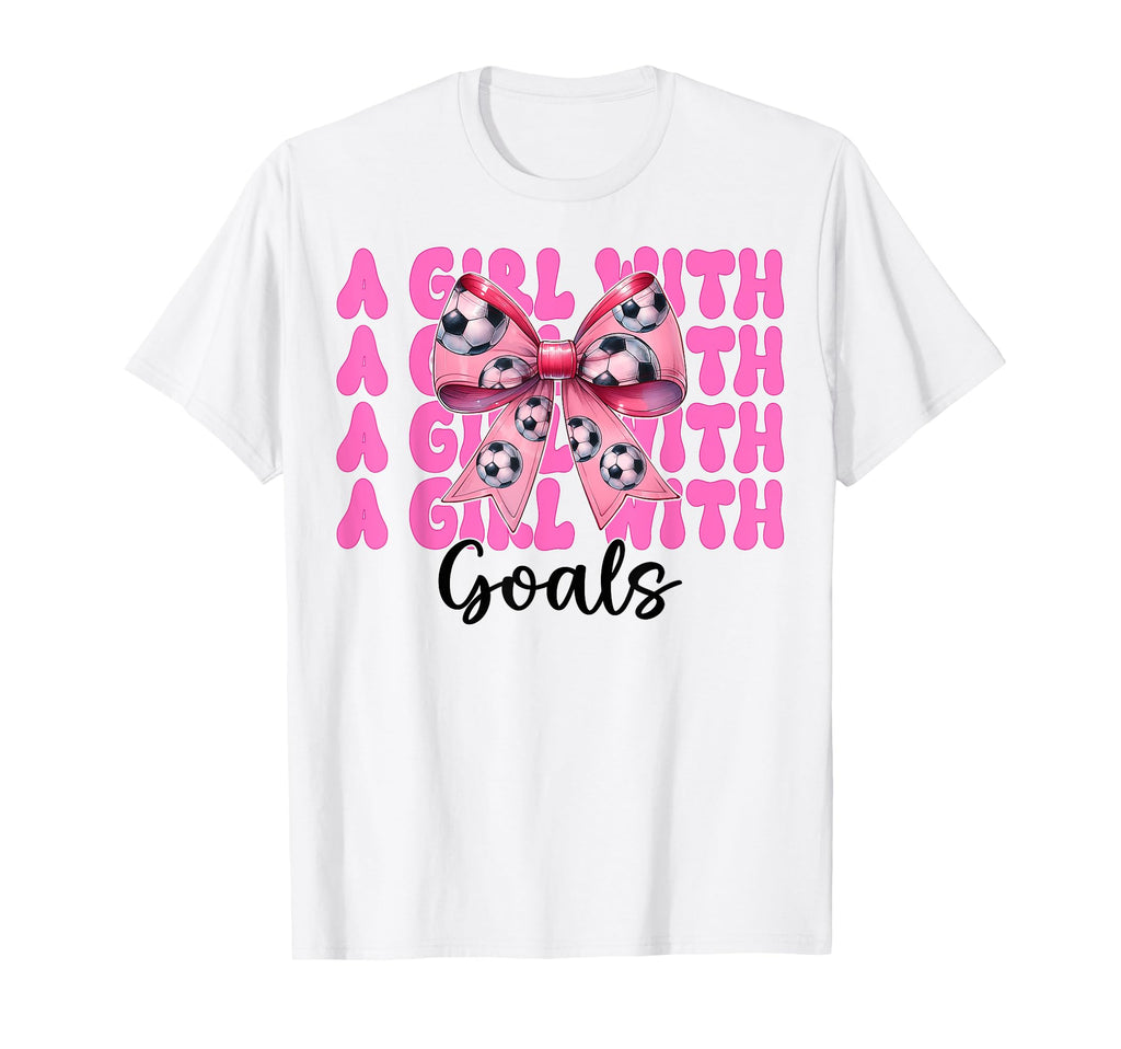 Goals Soccer Coquette Bow T-Shirt - Fun Novelty Design for Adults