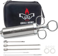 Meat Injector Syringe Kit for Smoker with 3 Flavor Food Injector Syringe Meat Needles, Injection Marinades Brine for Meat, Turkey; 2-oz, Including Paper and E-Book (PDF) User Manual