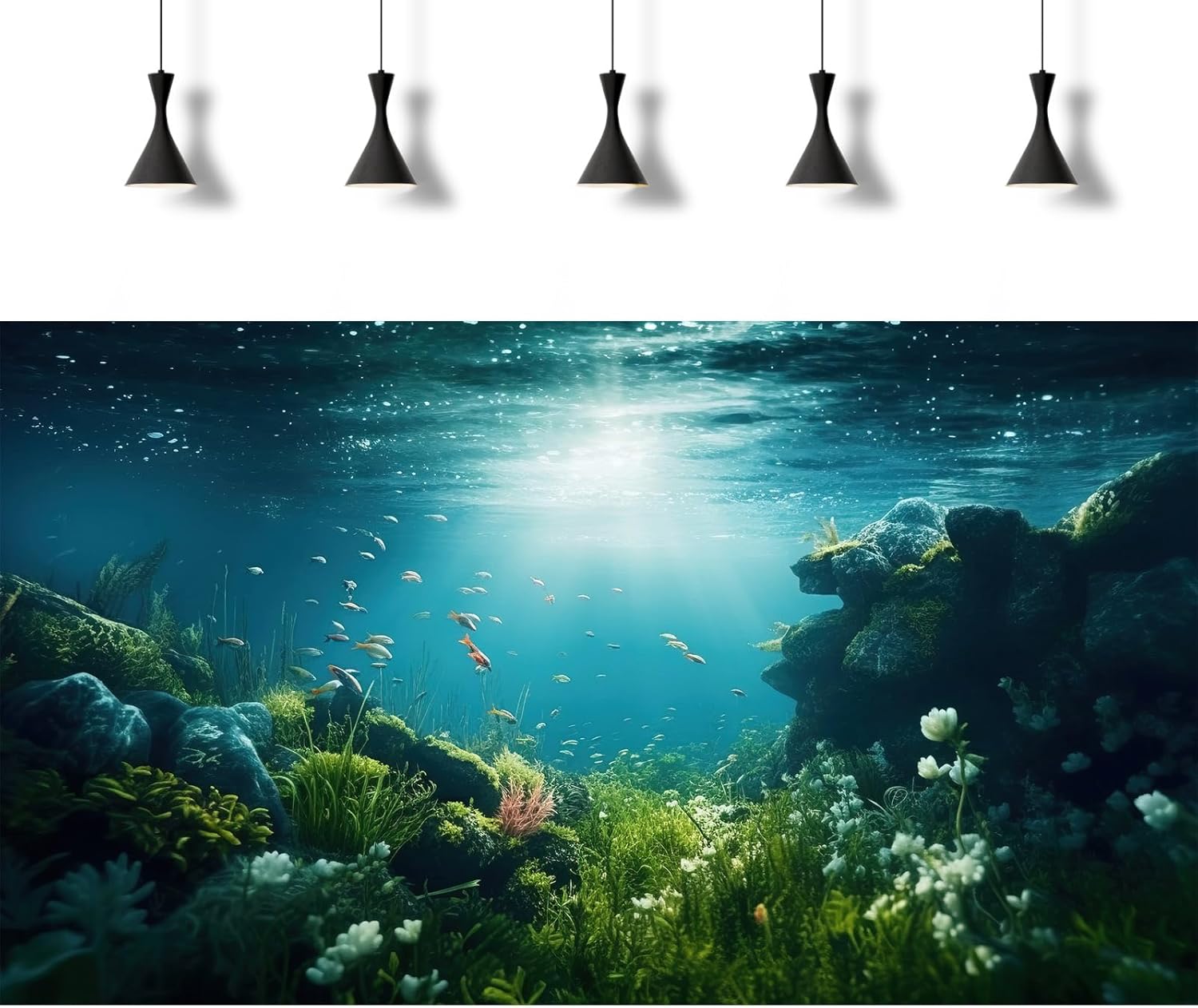Underwater Aquarium Background Under The Sea Fish Tank Background Ocean Floor Green Aquatic Plants Aquarium Backgrounds Deep Sea Sunray Tropical Fish Aquarium Tank Backgrounds 24x16in