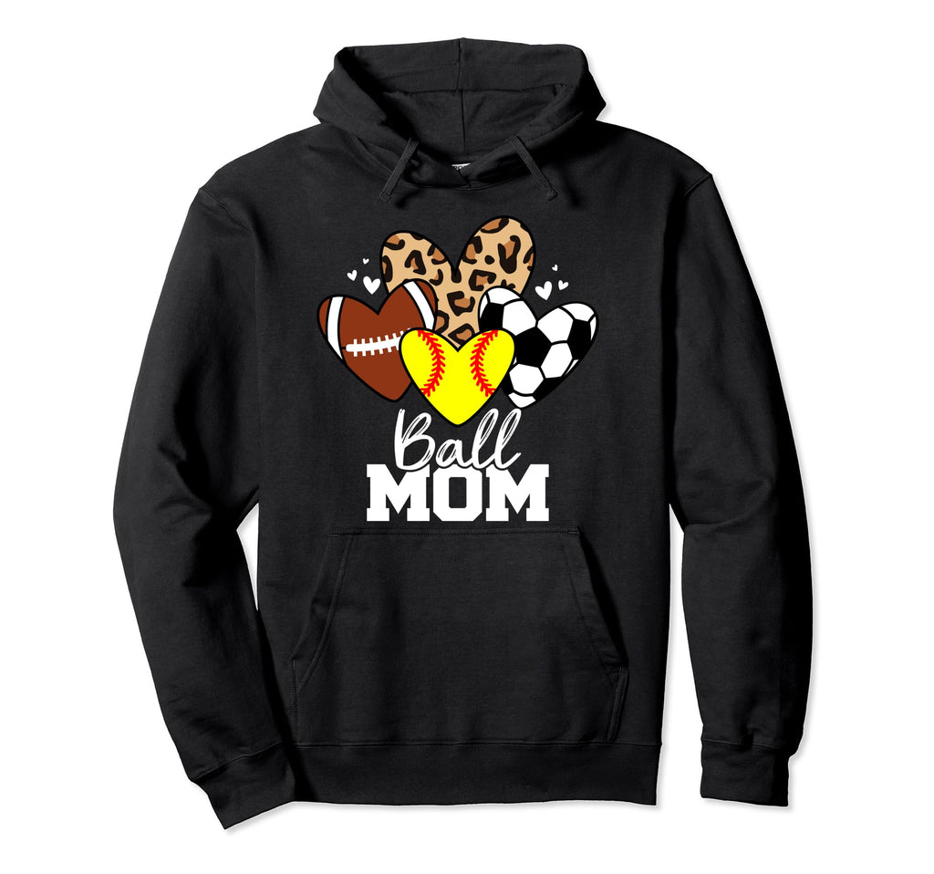 Ball Mom Funny Softball Soccer Football Hoodie - Graphic Print for Adults
