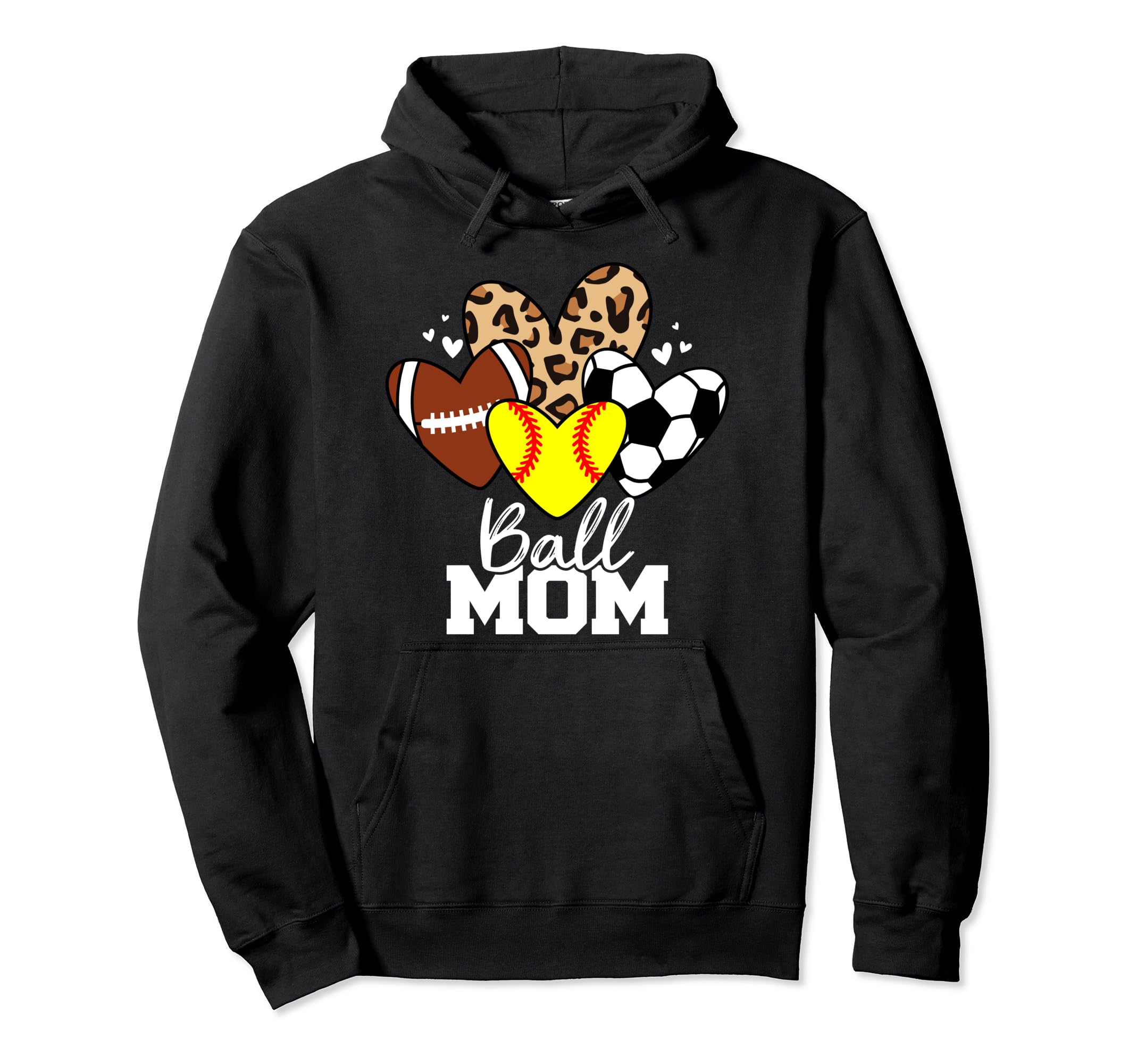Ball Mom Funny Softball Soccer Football Hoodie - Graphic Print for Adults
