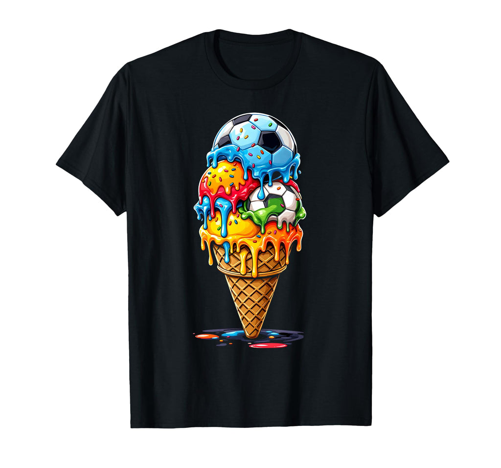 Soccer Drip Ice Cream Drip Sprinkles T-Shirt - Unique Graphic Men Women