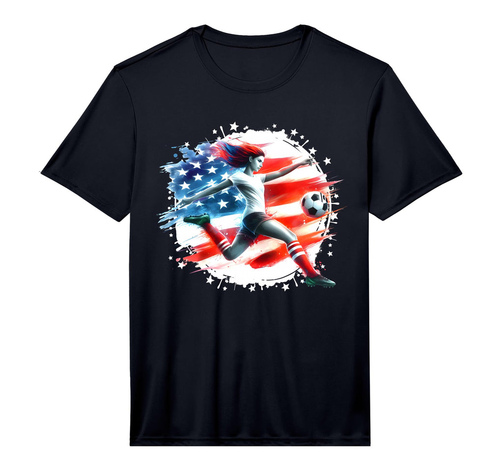 American Flag Soccer Player Womens T-Shirt - Minimalist Print Unisex