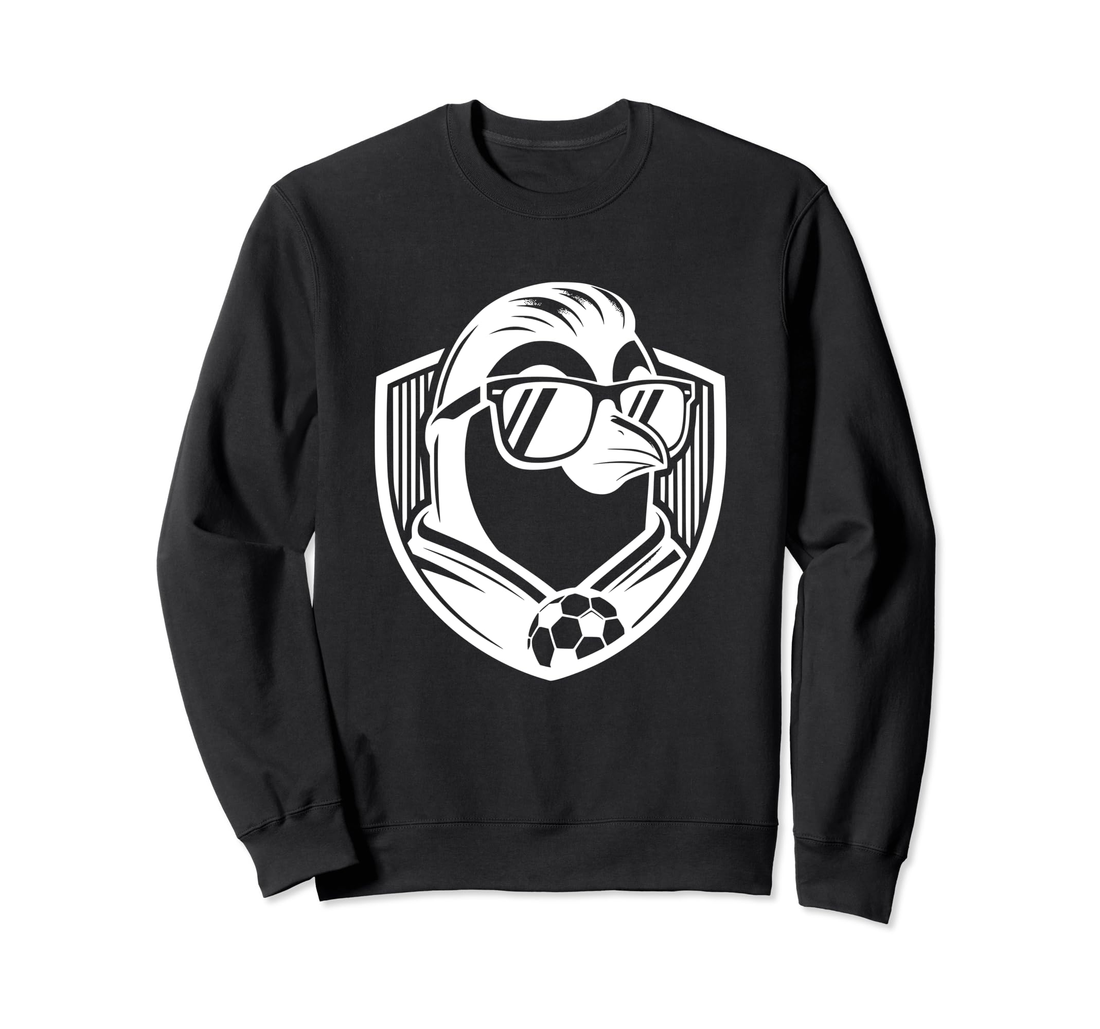 White Silhouette Penguin Soccer Ball Sweatshirt - Graphic Print for Adults