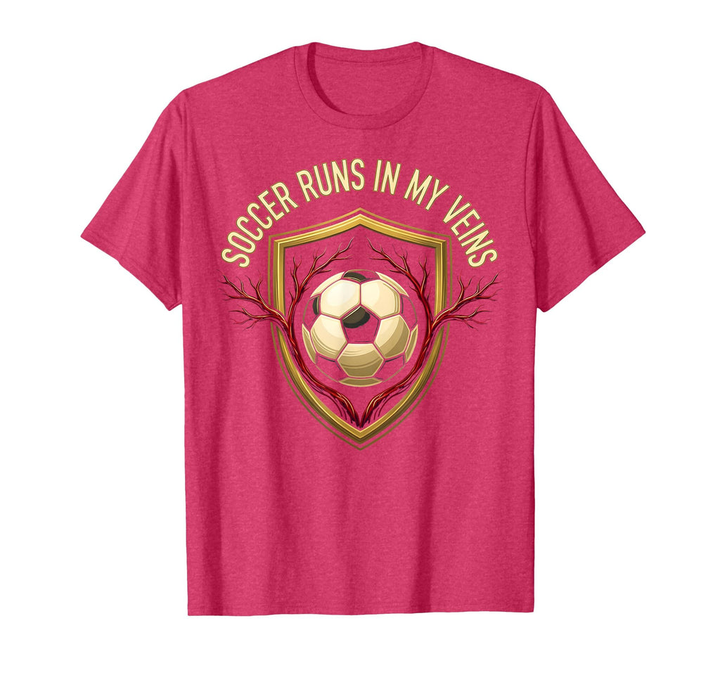 Soccer Runs My Veins Passionate Fan T-Shirt - Casual Everyday Wear Unisex