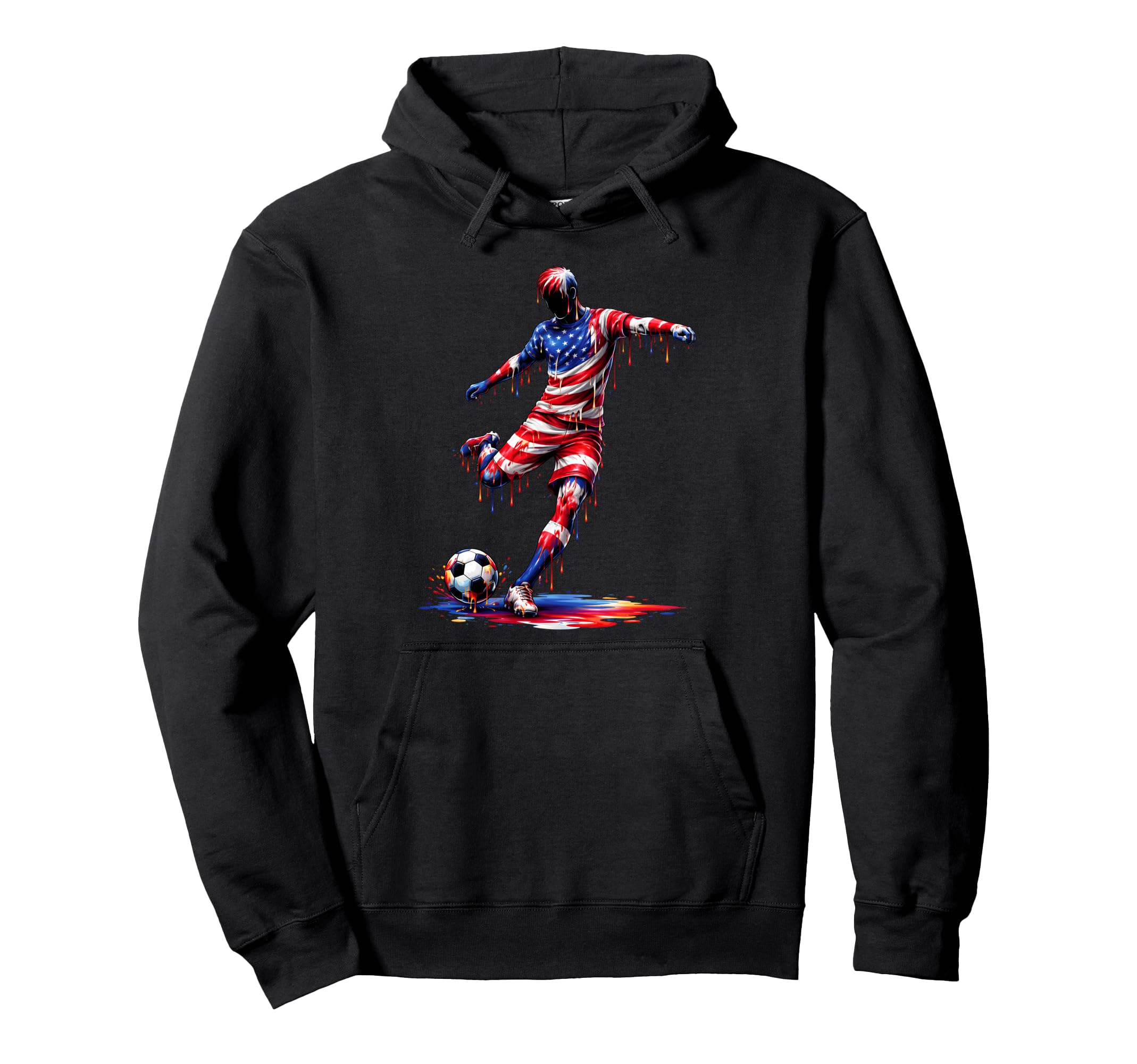 Soccer Drip American Flag 4Th Hoodie - Casual Everyday Wear for Adults