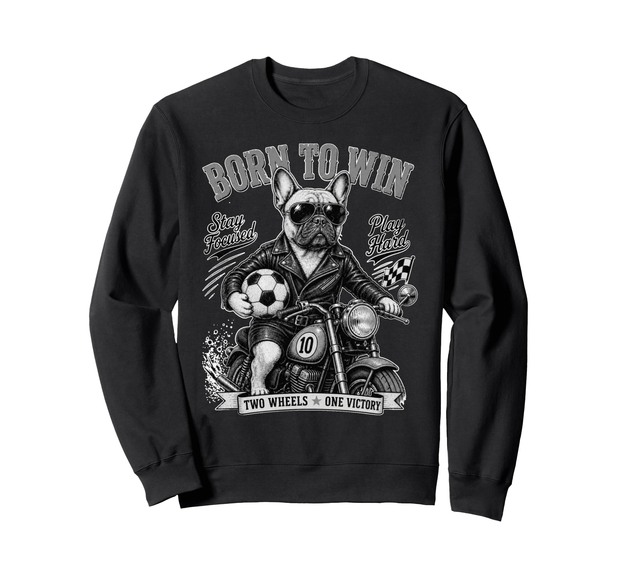 French Bulldog Ride Motorbike Love Sweatshirt - Custom Art Print Unisex