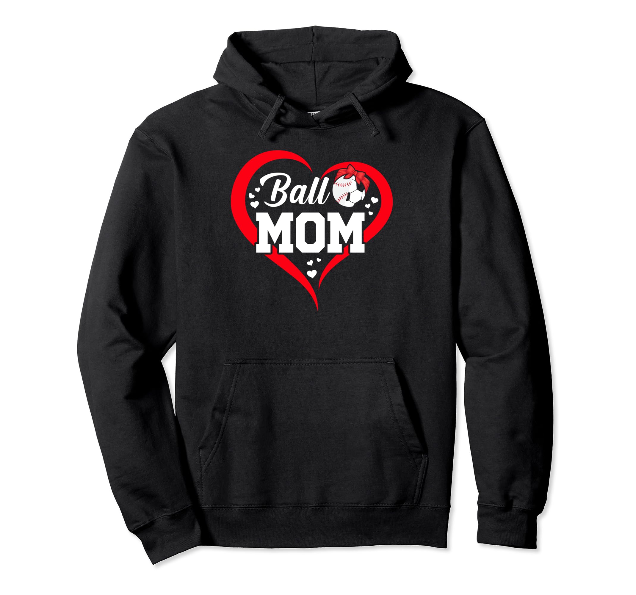 Ball Mom Heart Funny Baseball Soccer Hoodie - Aesthetic Graphic for Adults
