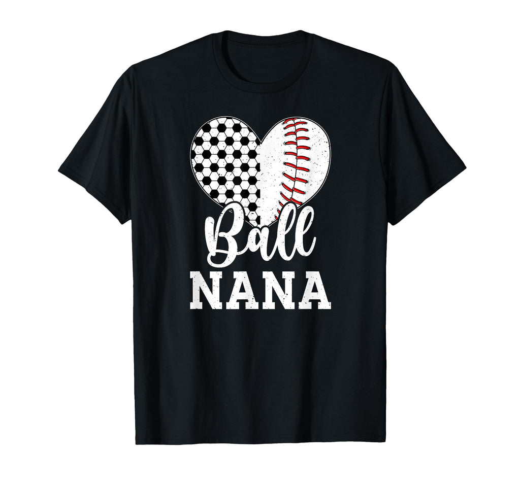 Ball Nana Grandma Heart Baseball T-Shirt - Aesthetic Graphic Men Women