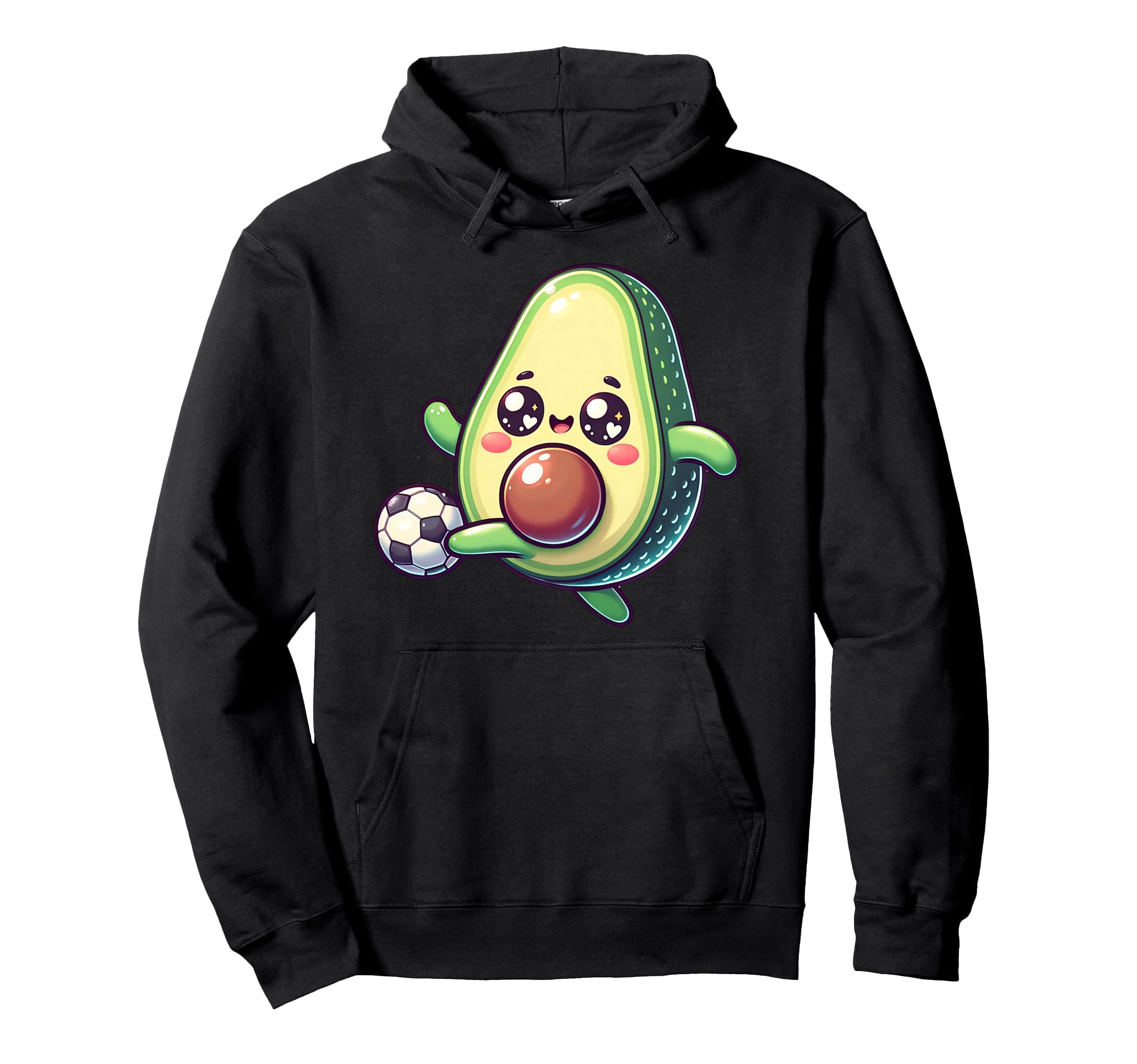 Kawaii Avocado Playing Soccer Football Hoodie - Novelty Apparel Men Women