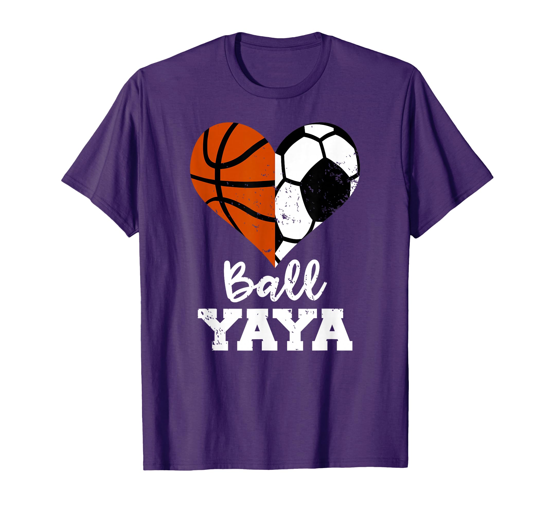 Ball Yaya Heart Funny Soccer Basketball T-Shirt - Unique Graphic Men Women