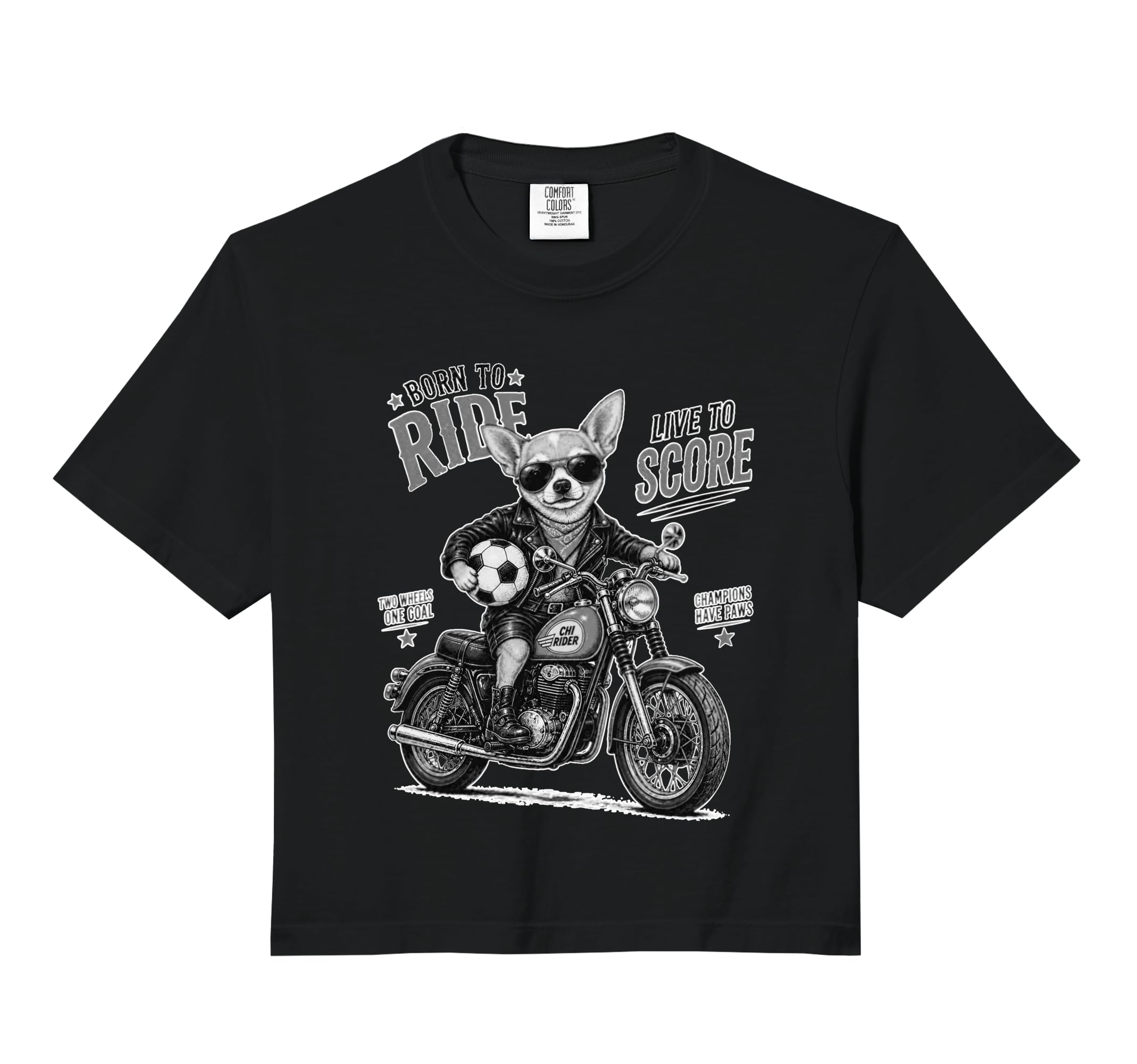 Chihuahua Motorbike Love Footbal T-Shirt - Fun Novelty Design Unisex