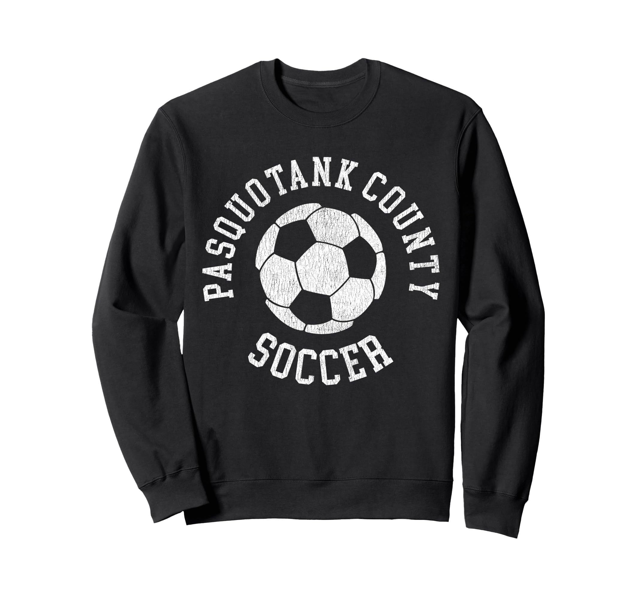 Pasquotank County Soccer Distressed 90S Sweatshirt - Graphic Print Unisex