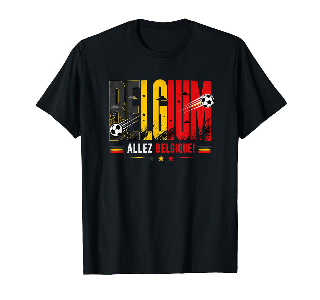 Belgium Soccer Allez Belgique Football T-Shirt - Trendy Graphic for Adults