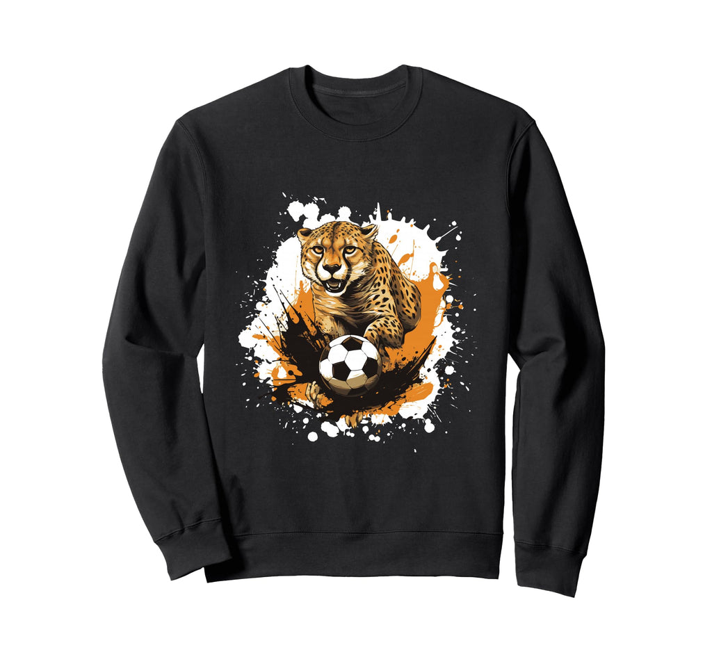 Cheetah Playing Soccer Funny Animal Sweatshirt - Minimalist Print Unisex