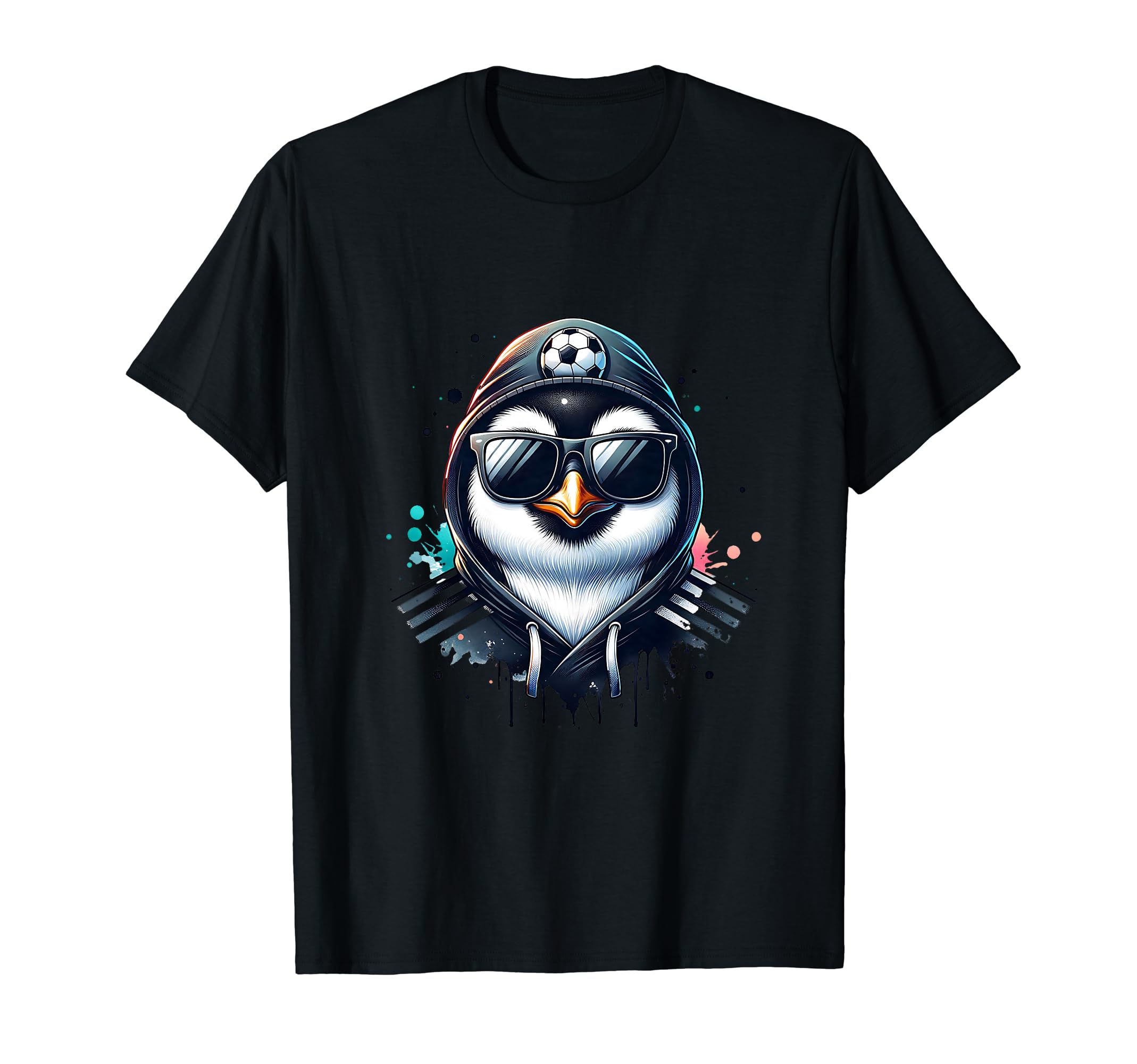 Penguin Bird Soccer Player Ball T-Shirt - Custom Art Print for Adults