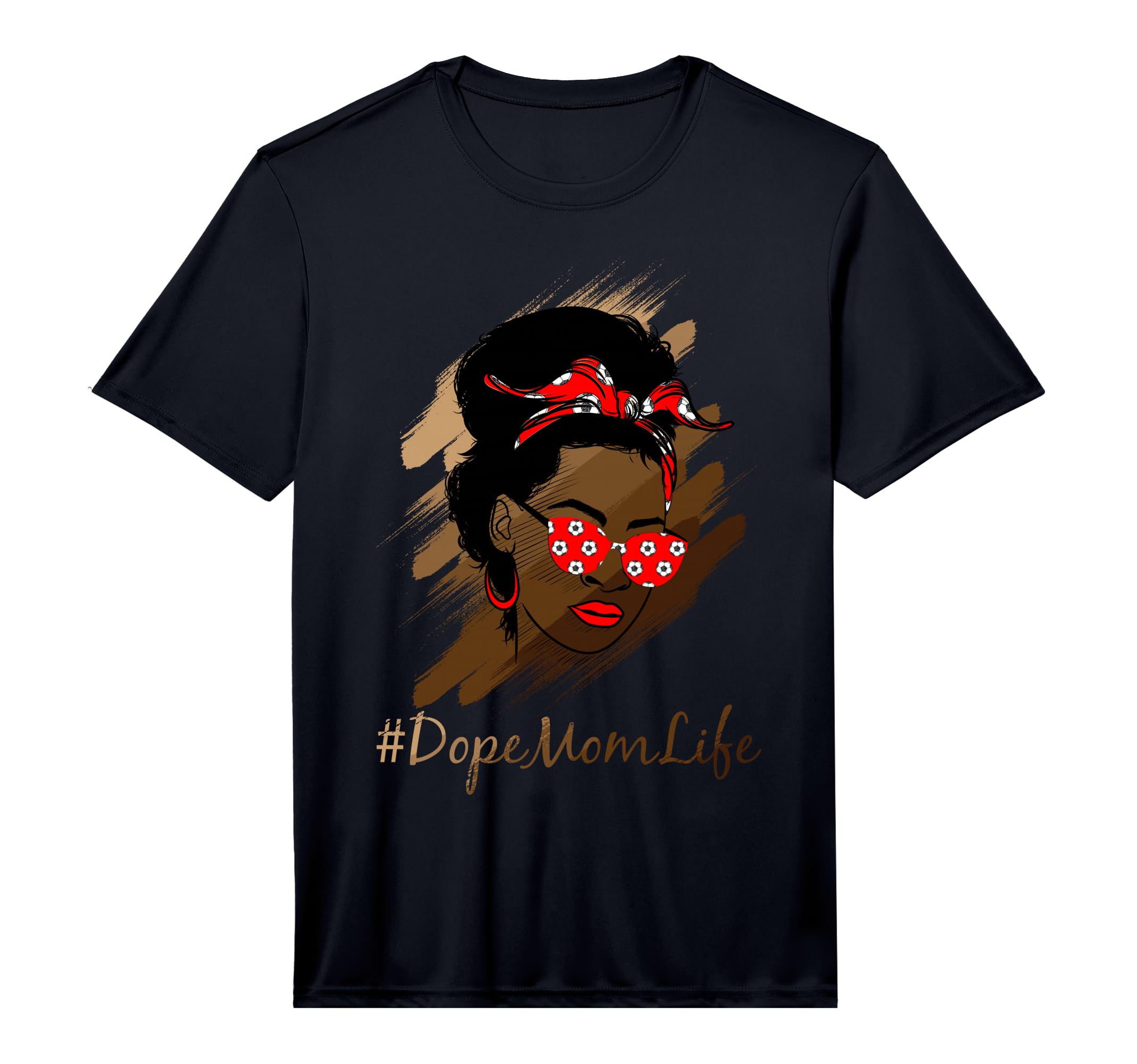Mens Soccer Black Melanin Mom T-Shirt - Casual Everyday Wear for Adults