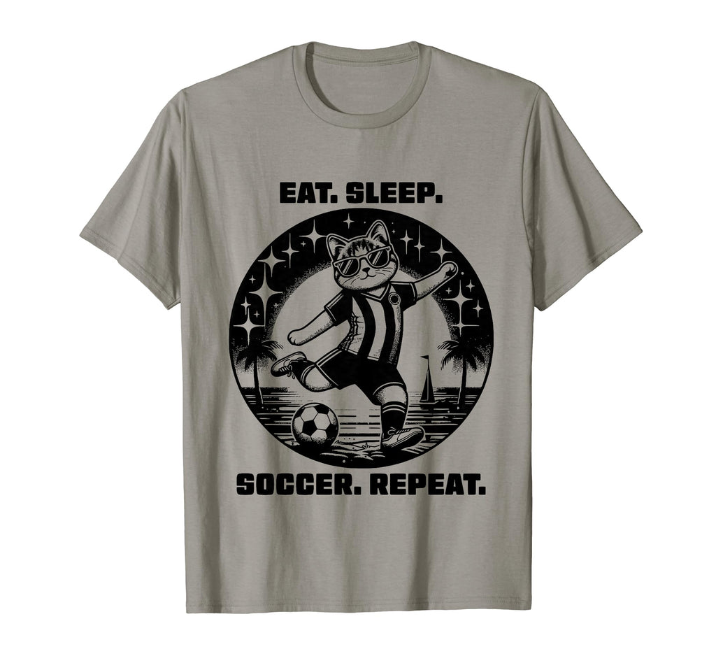 Eat Sleep Soccer Repeat Funny Soccer T-Shirt - Fun Novelty Design Unisex