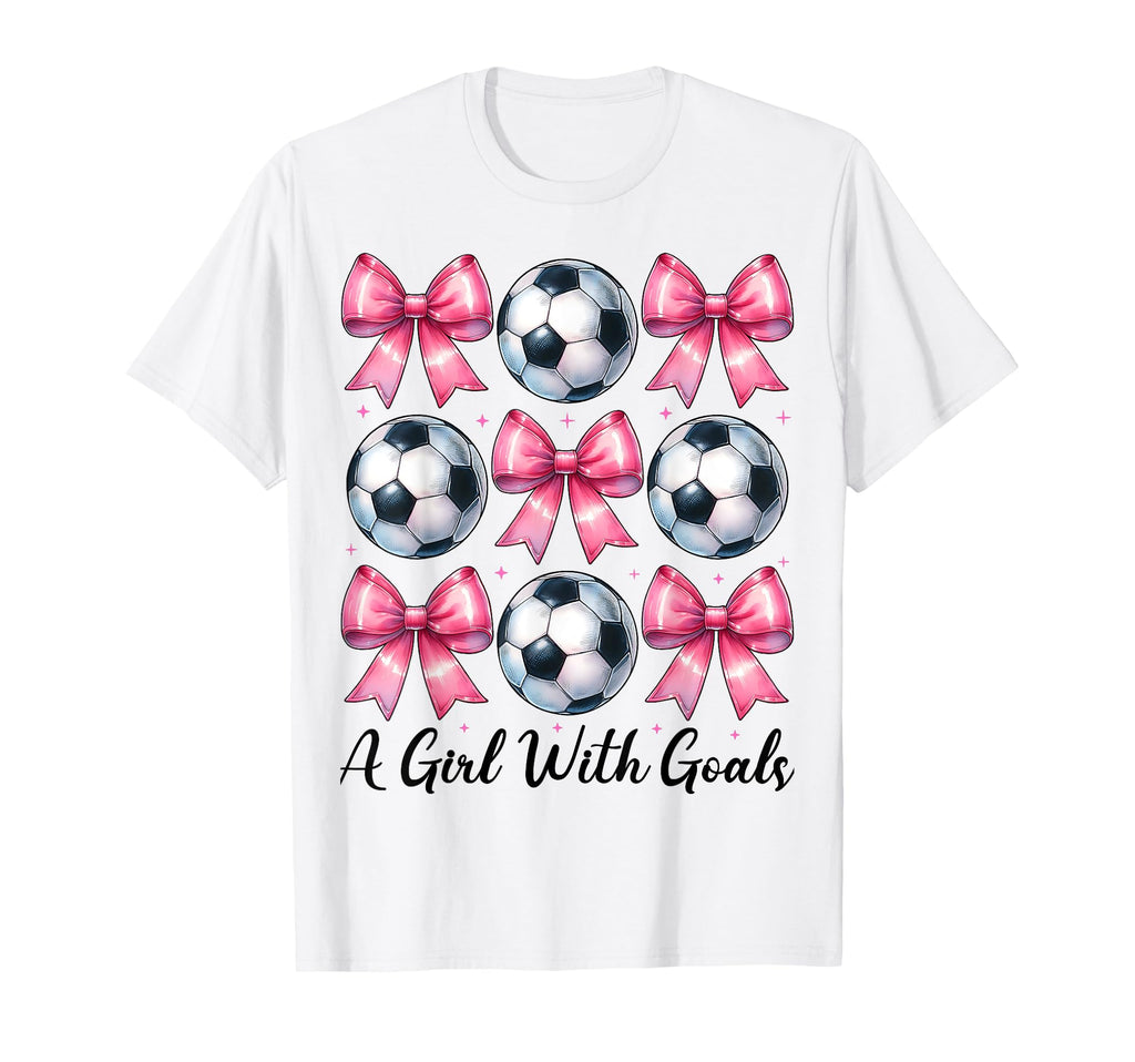 Goals Soccer Coquette Bow T-Shirt - Unique Graphic Unisex