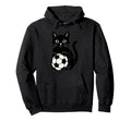 Funny Black Cat Soccer Hoodie - Custom Art Print for Adults