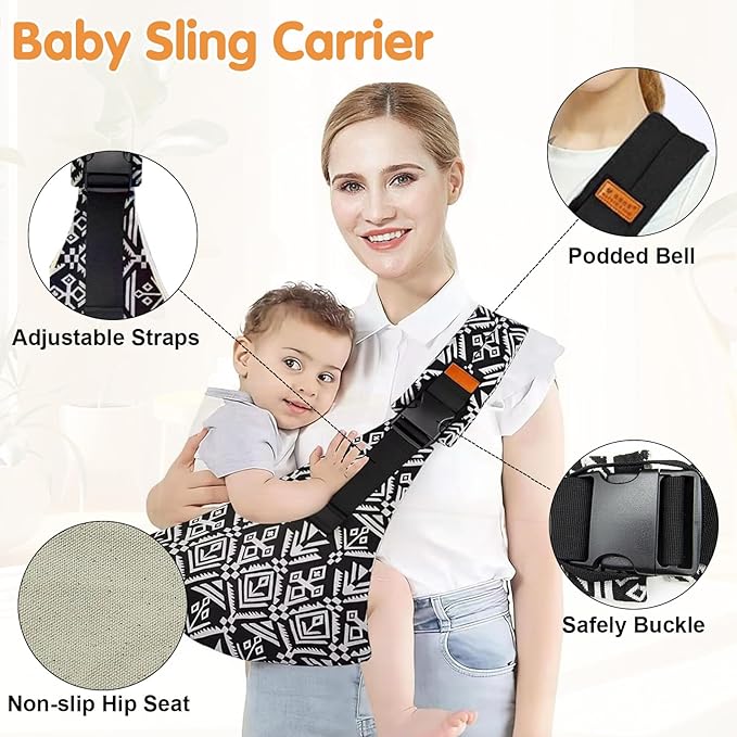 Baby Sling Carrier,Toddler Carrier,Upgraded 2025 Baby Sling with 4 Adjustable Straps(10-30lbs),Lightweight,Portable and One Size Fits All(Leaf)