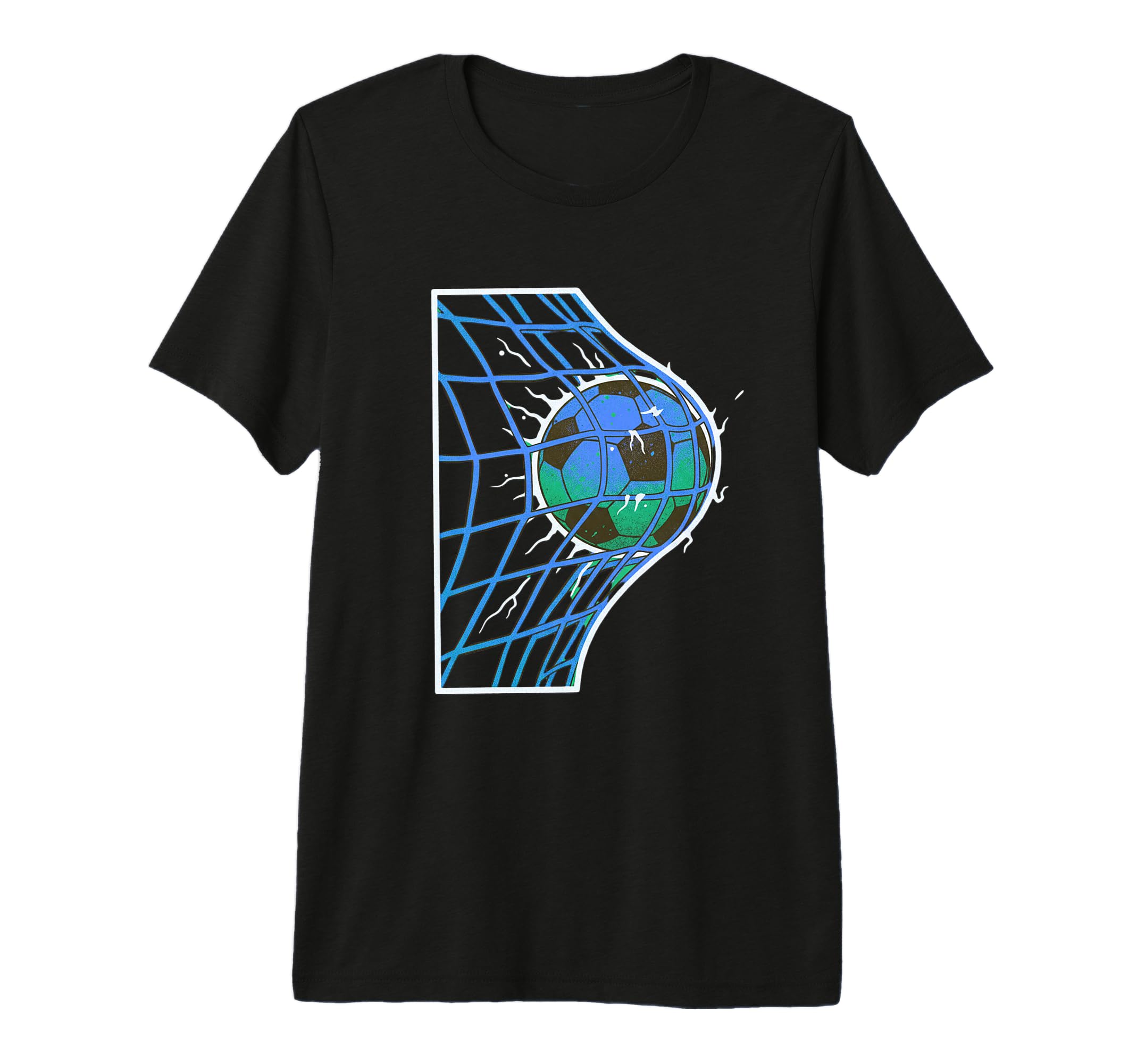 Soccer Ball Hitting Goal Net T-Shirt - Fun Novelty Design for Adults