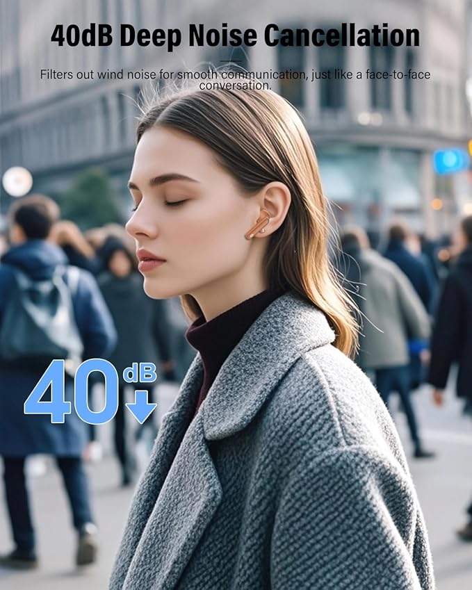 Wireless Earbuds, Bluetooth 5.4 Headphones Bass Stereo, Ear Buds with Noise Cancelling Mic, IP7 Waterproof in Ear Earphones, 36H LED Display Bluetooth Earbuds for Laptop Pad Phones Sports, Brown