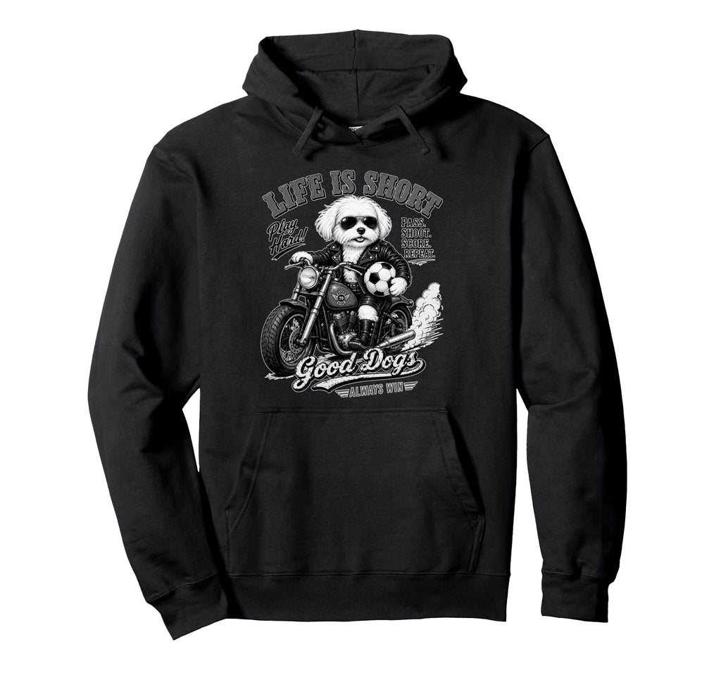 Maltese Motorbike Love Footbal Hoodie - Aesthetic Graphic for Adults