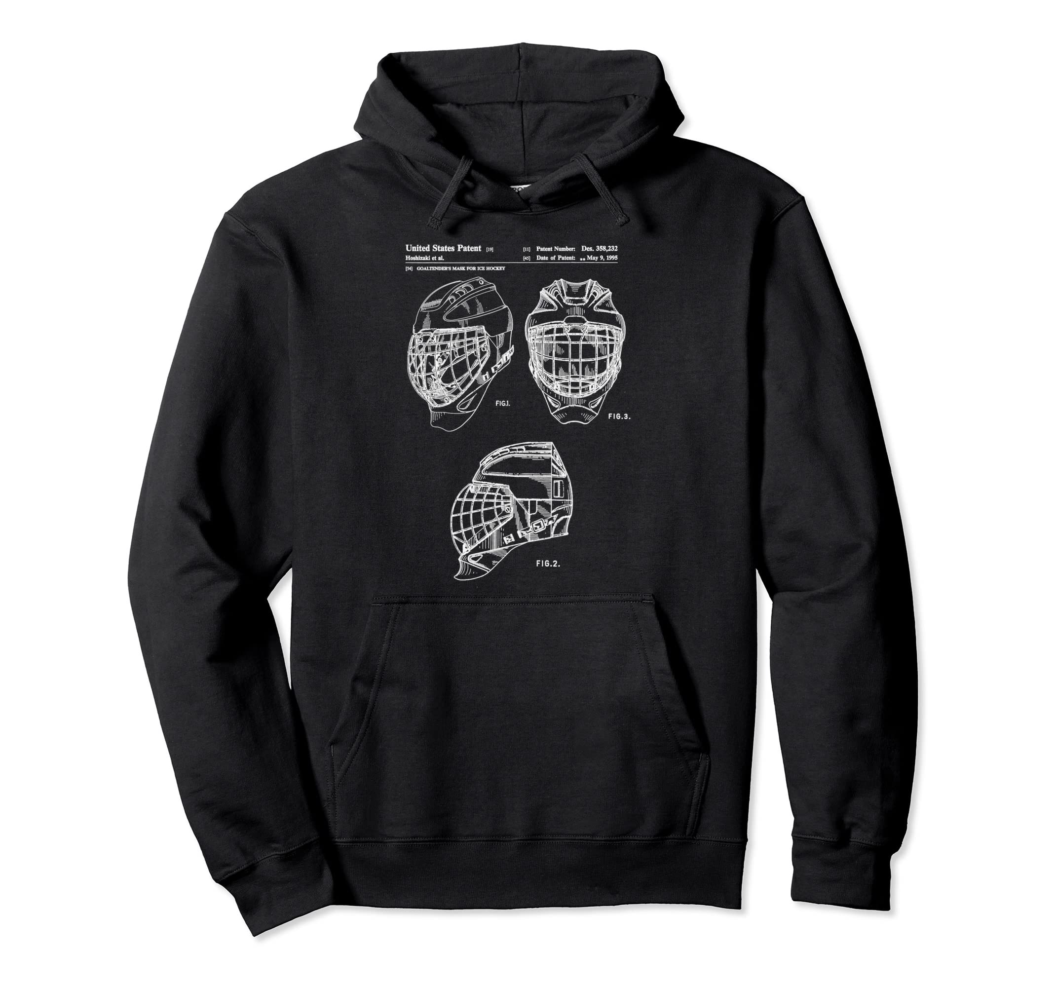 Hockey Goalkeeper Mask 1995 Patent Ice Hoodie - Trendy Graphic for Adults
