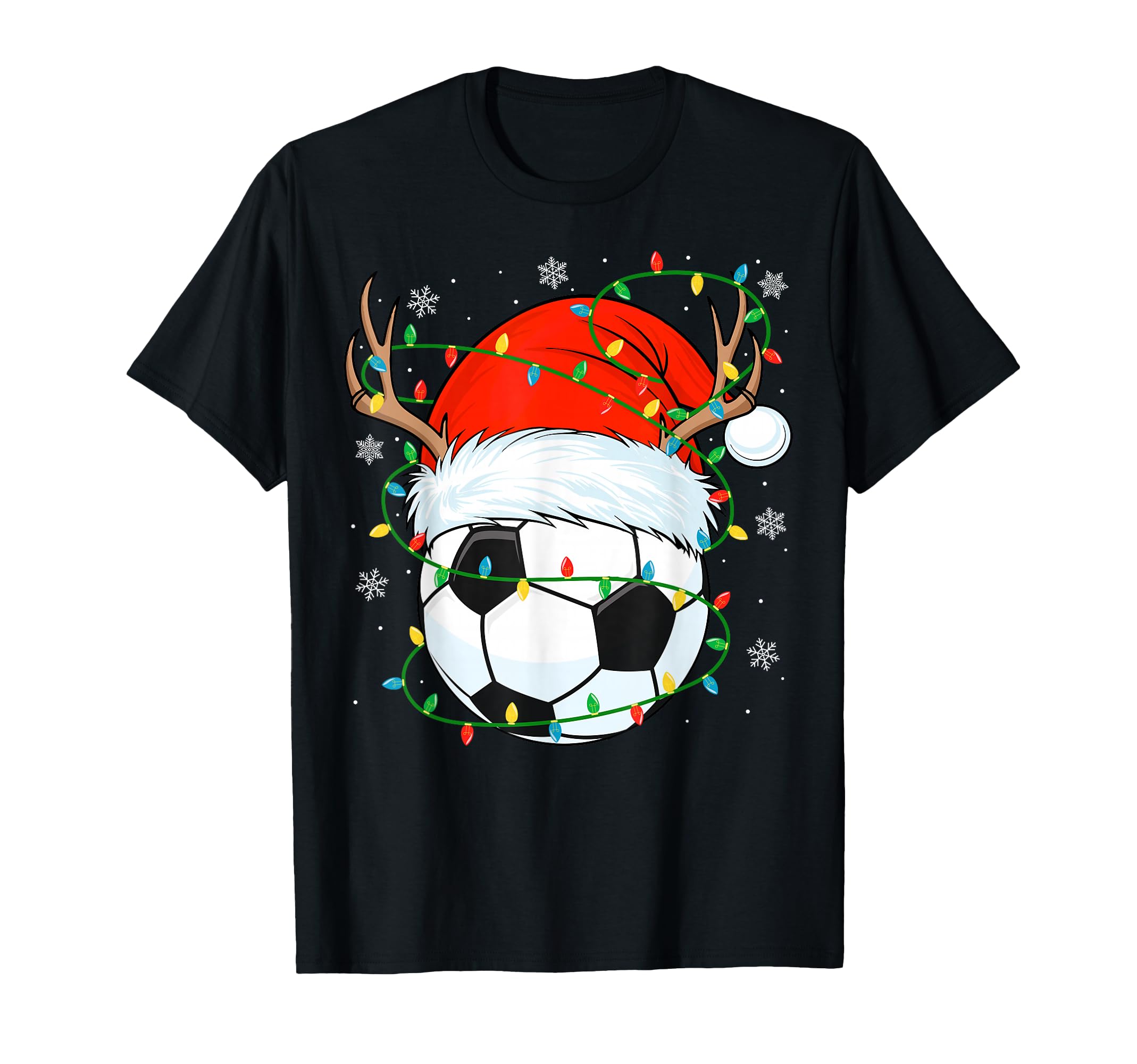 Santa Soccer Ball Lights Soccer T-Shirt - Aesthetic Graphic for Adults