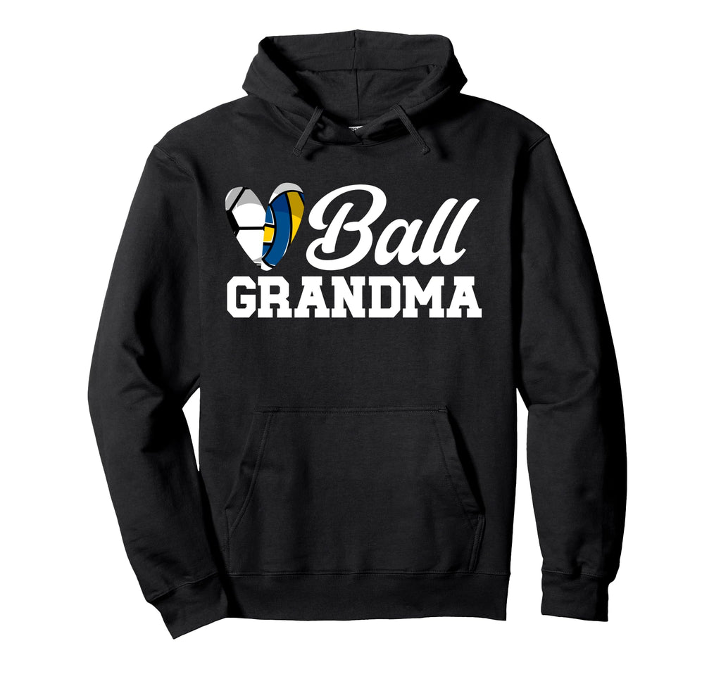 Ball Grandma Heart Volleyball Soccer Grandma Hoodie - Graphic Print Unisex
