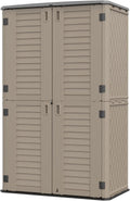 HOMSPARK Storage Shed Weather Resistance, Multi-Purpose Outdoor Storage Cabinet Waterproof, Outdoor Storage Cabinet for Garbage Cans, Lawnmower, Garden Accessories (Coffee, Tall shed-53 cu ft)