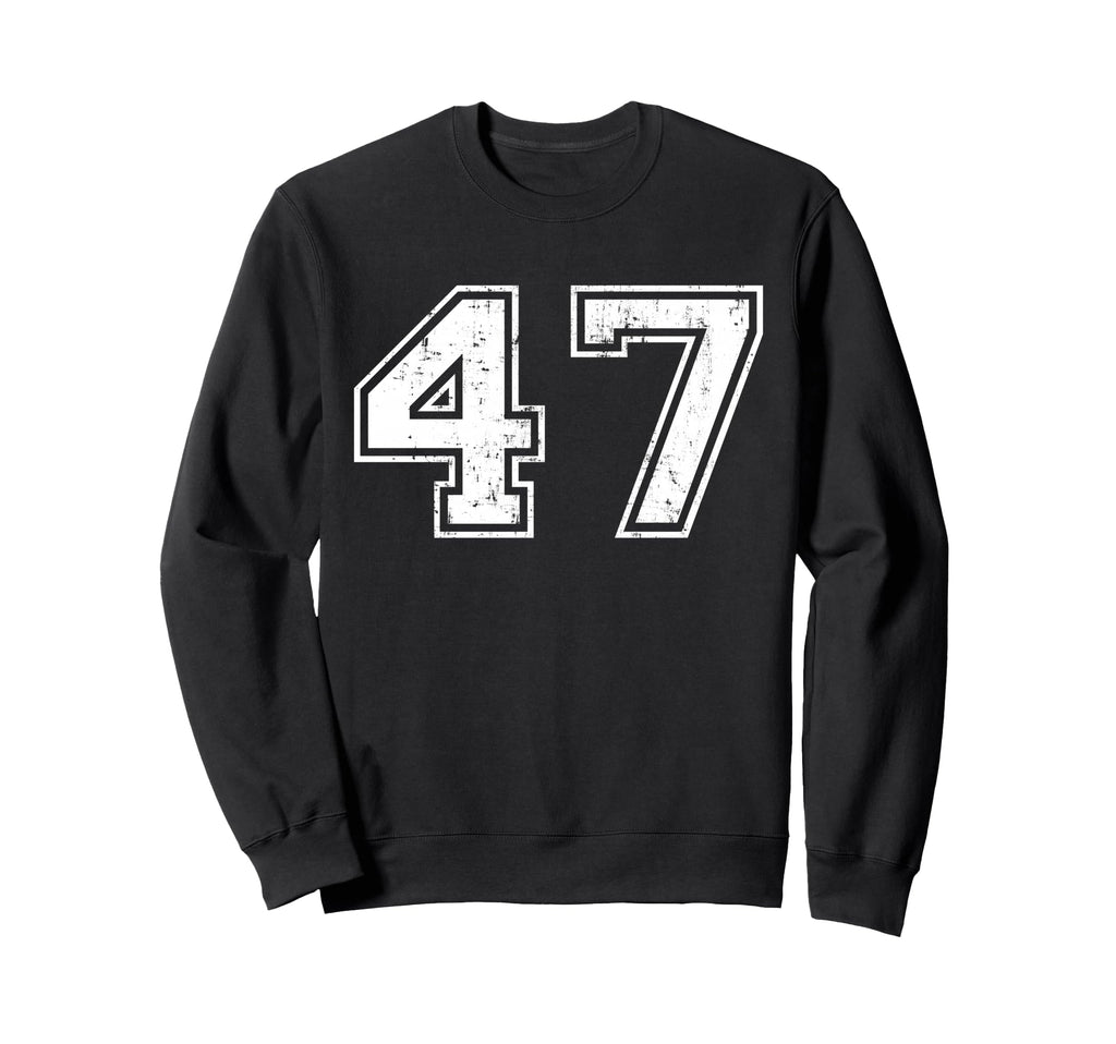 Number 47 Distressed Sports Training Sweatshirt - Trendy Graphic Unisex
