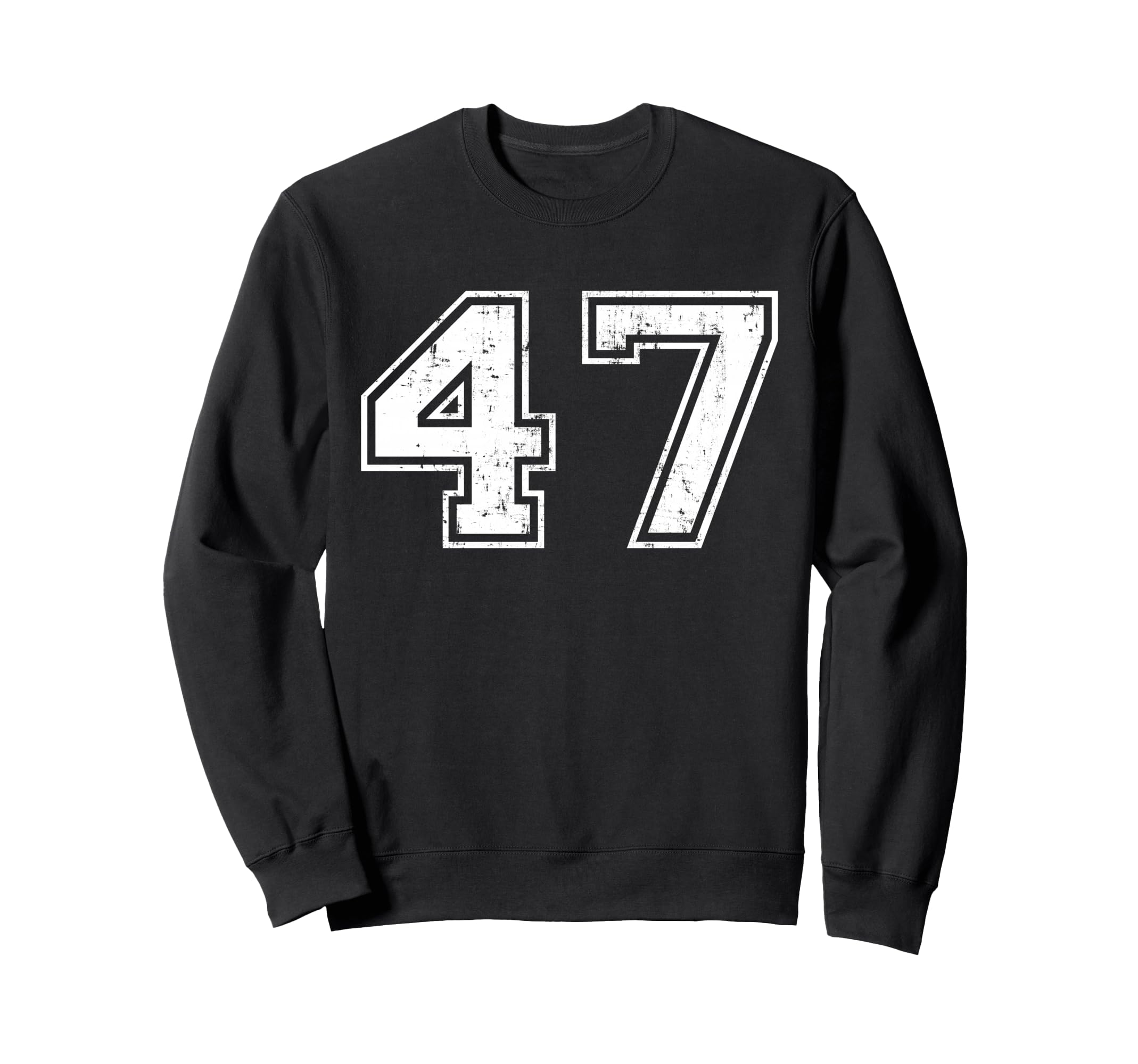 Number 47 Distressed Sports Training Sweatshirt - Trendy Graphic Unisex