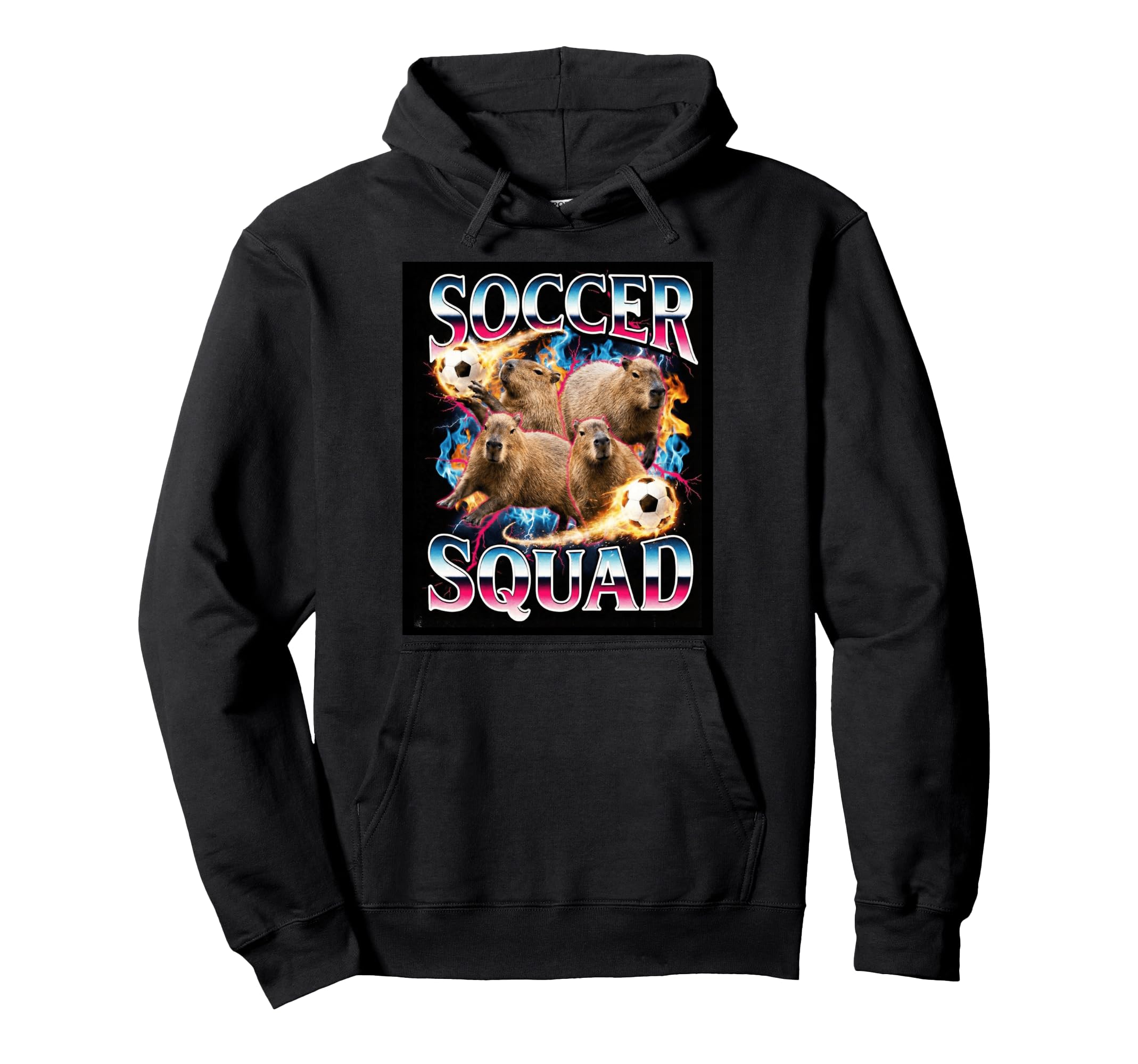 Soccer Squad Capybara Meme Ironic Hoodie - Custom Art Print for Adults